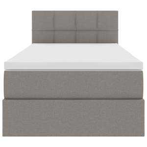 Postel s úložným prostorem a matrací s čelo Taupe 100 x 200 cm - obrázek 7