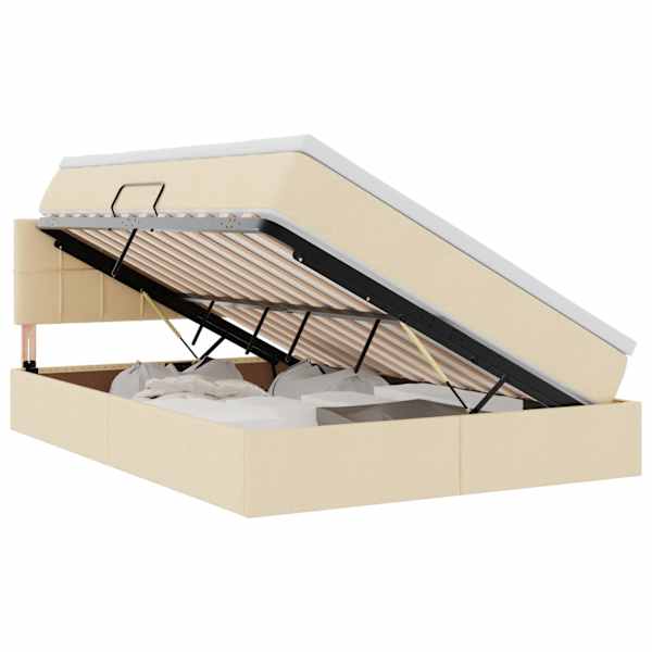 vidaXL Voodi hoiukohaga ja madratsiga peaga Kreem 140 x 190 cm Samet