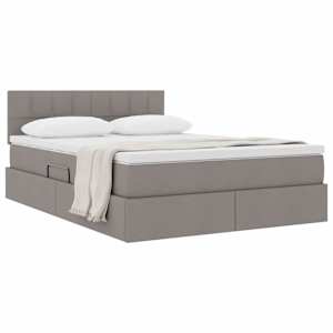 Postel s úložným prostorem a matrací s čelo Taupe 120 x 200 cm - obrázek 3