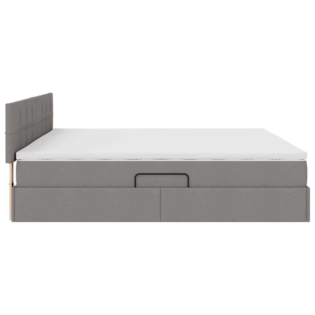 Postel s úložným prostorem a matrací s čelo Taupe 200 x 200 cm - obrázek 9