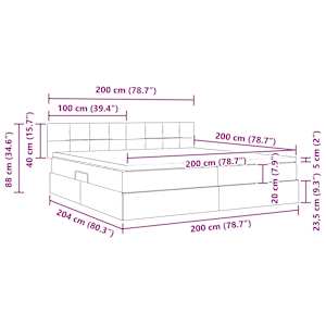 Postel s úložným prostorem a matrací Krémová 200 x 200 cm - obrázek 15