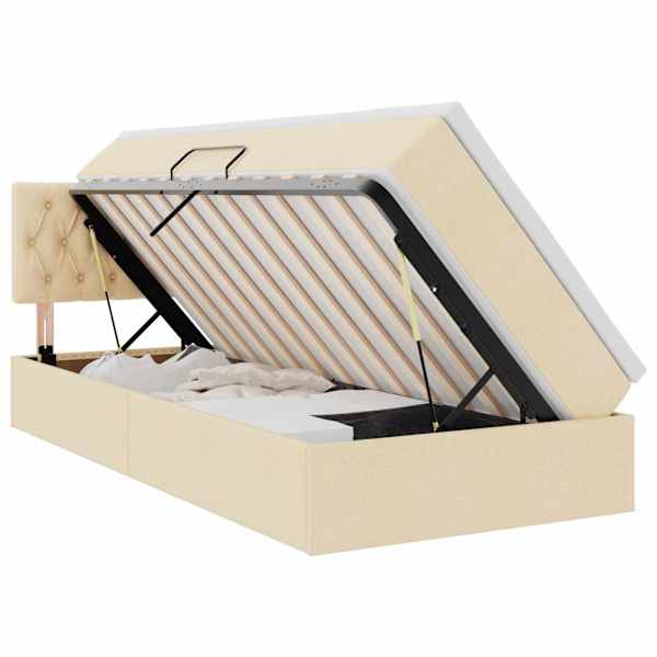 vidaXL Voodi hoiukohaga ja madratsiga peaga Kreem 90 x 190 cm Samet