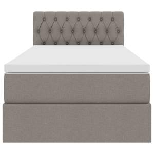 Postel s úložným prostorem a matrací s čelo Taupe 90 x 200 cm - obrázek 7