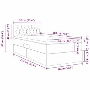 Postel s úložným prostorem a matrací s čelo Taupe 90 x 200 cm - obrázek 15