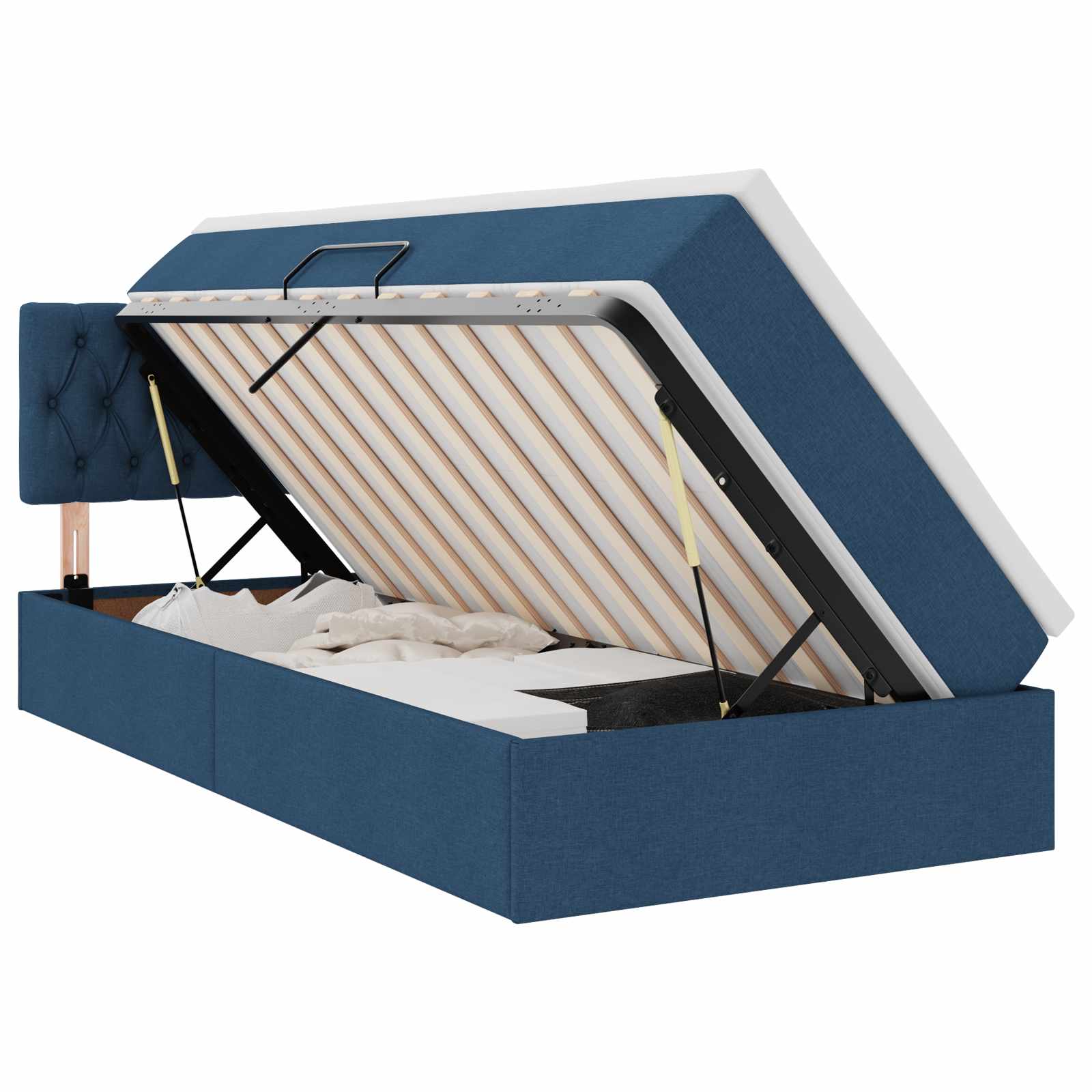 vidaXL Opbergbed met matras met hoofdeinde Blauw 100 x 200 cm fluweel, foto 3