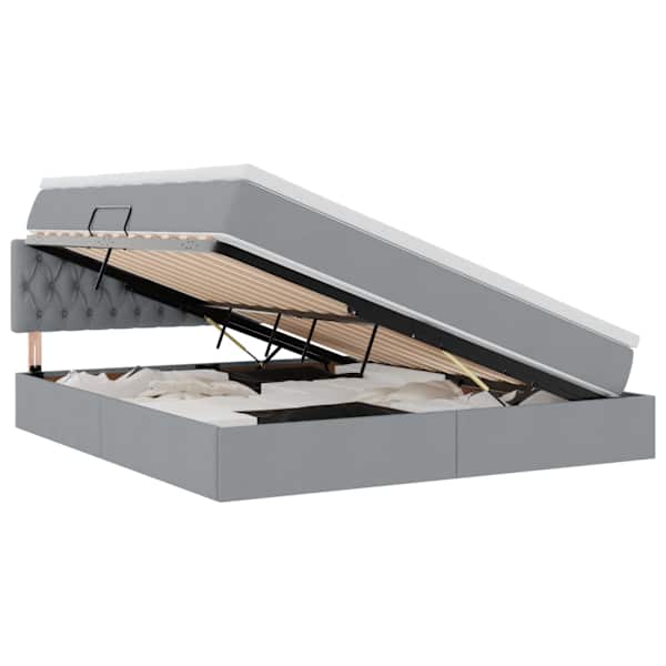 vidaXL Voodi hoiukohaga ja madratsiga Helehall 160 x 200 cm Samet