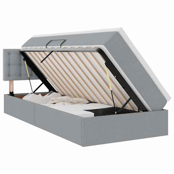 vidaXL Voodi hoiukohaga ja madratsiga peaga Helehall 90 x 190 cm Samet