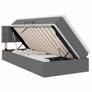 vidaXL Voodi hoiukohaga ja madratsiga peaga Tumehall 90 x 190 cm Samet