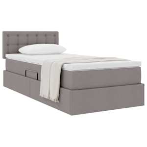 Postel s úložným prostorem a matrací s čelo Taupe 90 x 200 cm - obrázek 3