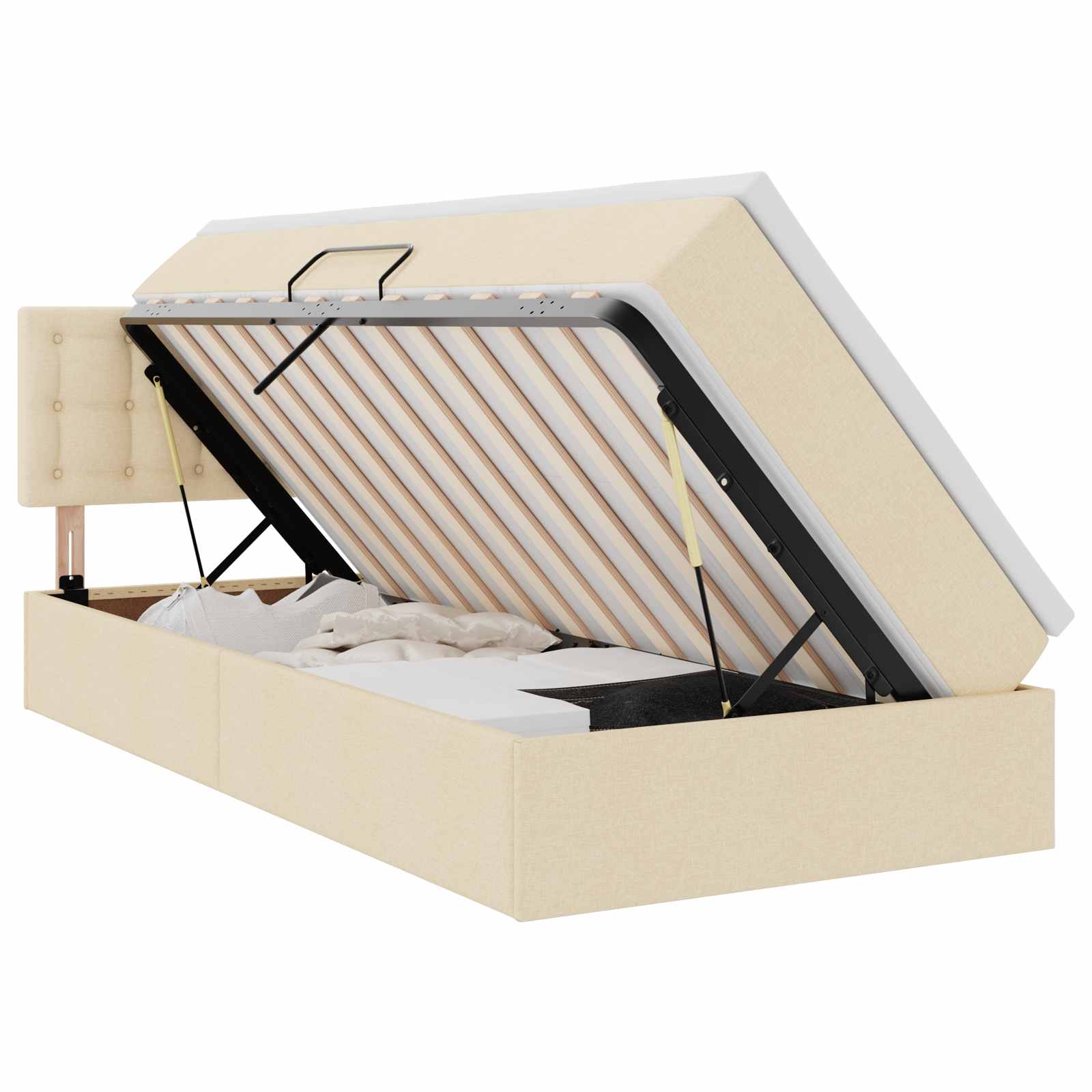 vidaXL Opbergbed met matras met hoofdeinde Crème 100 x 200 cm fluweel, foto 3