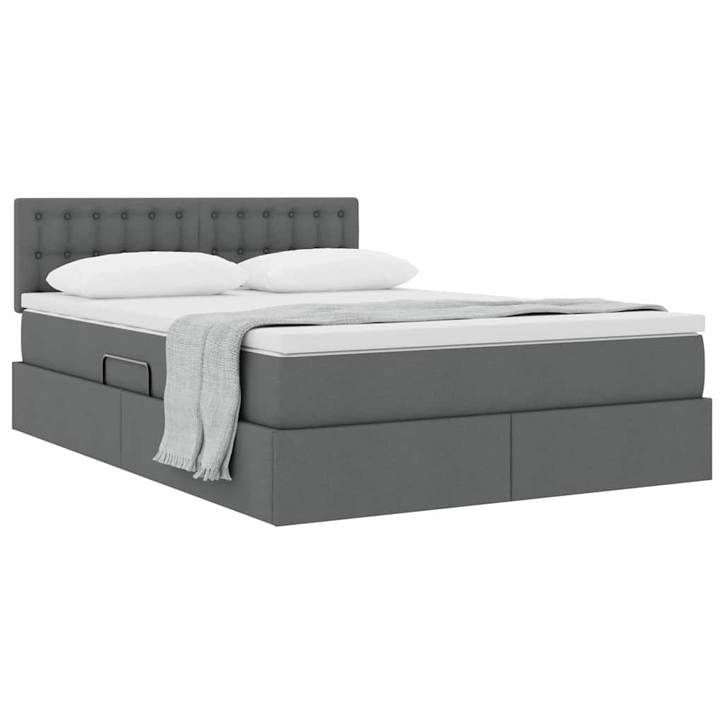 vidaXL Opbergbed met matras Donkergrijs 140 x 200 cm fluweel grijs, foto 2