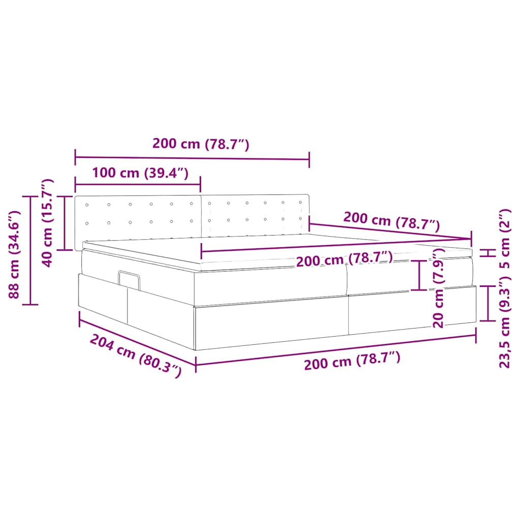 Postel s úložným prostorem a matrací Tmavě šedá 200 x 200 cm - obrázek 14