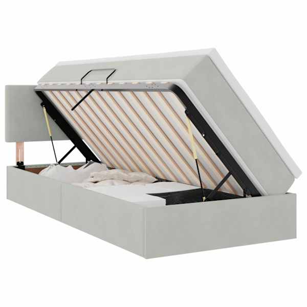 vidaXL Laos voodi peaga Helehall 90 x 190 cm Samet