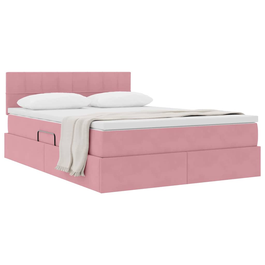 Thumbnail - vidaXL Aufbewahrungsbett mit Matratze Rosa 140 x 200 cm Samt