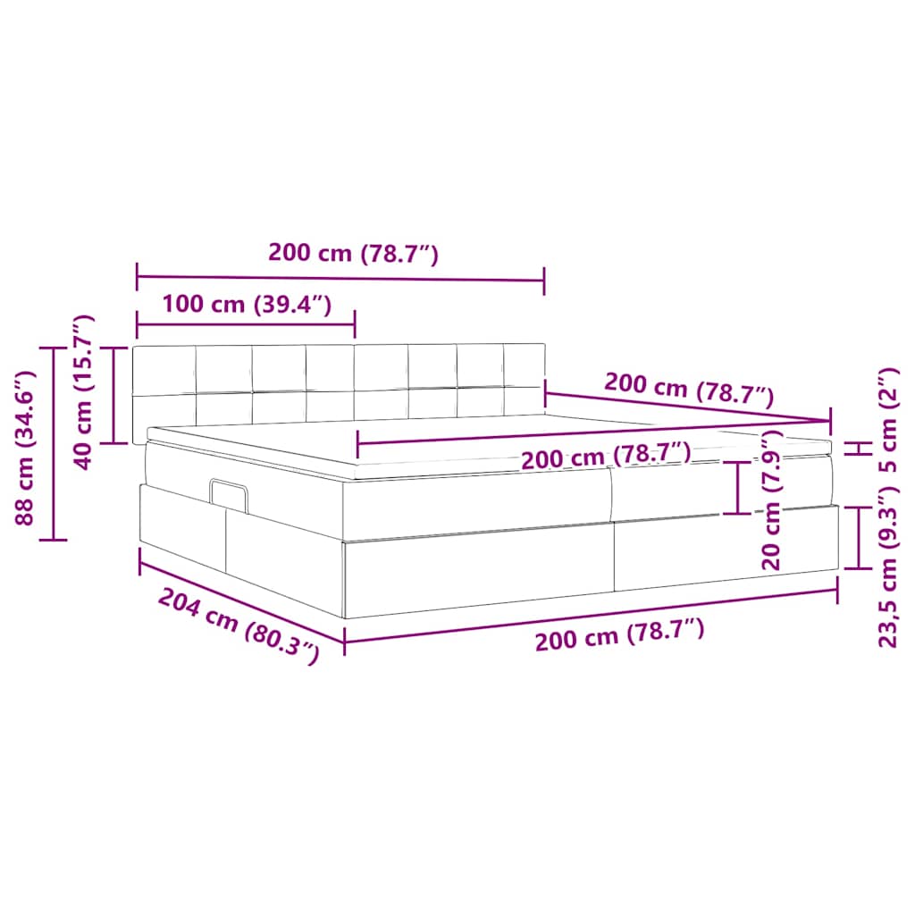 Postel s úložným prostorem s čelo Tmavě šedá 200 x 200 cm samet - obrázek 14
