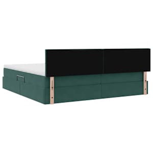 Postel s úložným prostorem Tmavě zelená 200 x 200 cm samet - obrázek 11