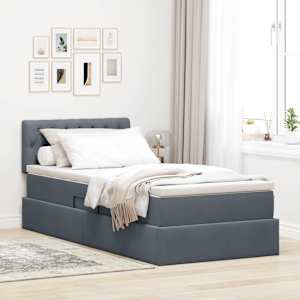 Postelja s shranjevanjem Temno siva 90 x 200 cm Žamet