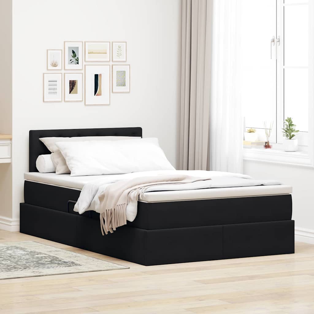Mobilă și Mobilier - Pat cu storage cu saltea Negru 120 x 190 cm Catifea