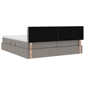 Postel s úložným prostorem s čelo Taupe 180 x 200 cm Umělá kůže - obrázek 12