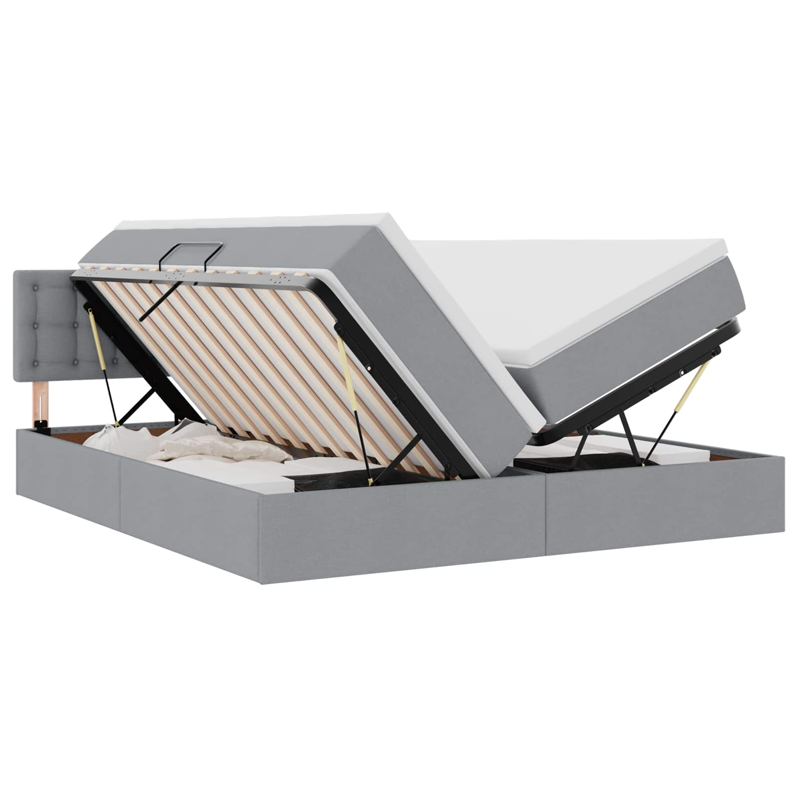 vidaXL Opslag bed met matras Lichtgrijs 200 x 200 cm Nep Leer grijs, foto 3