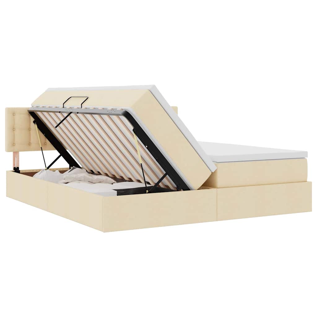 Postelja s shranjevanjem Krema 200 x 200 cm Umjetno usnje - slika 7