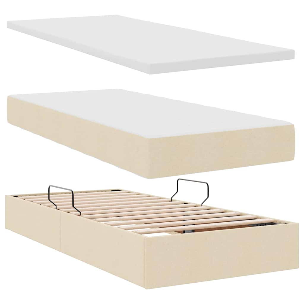 Postelja s shranjevanjem Krema 200 x 200 cm Umjetno usnje - slika 8