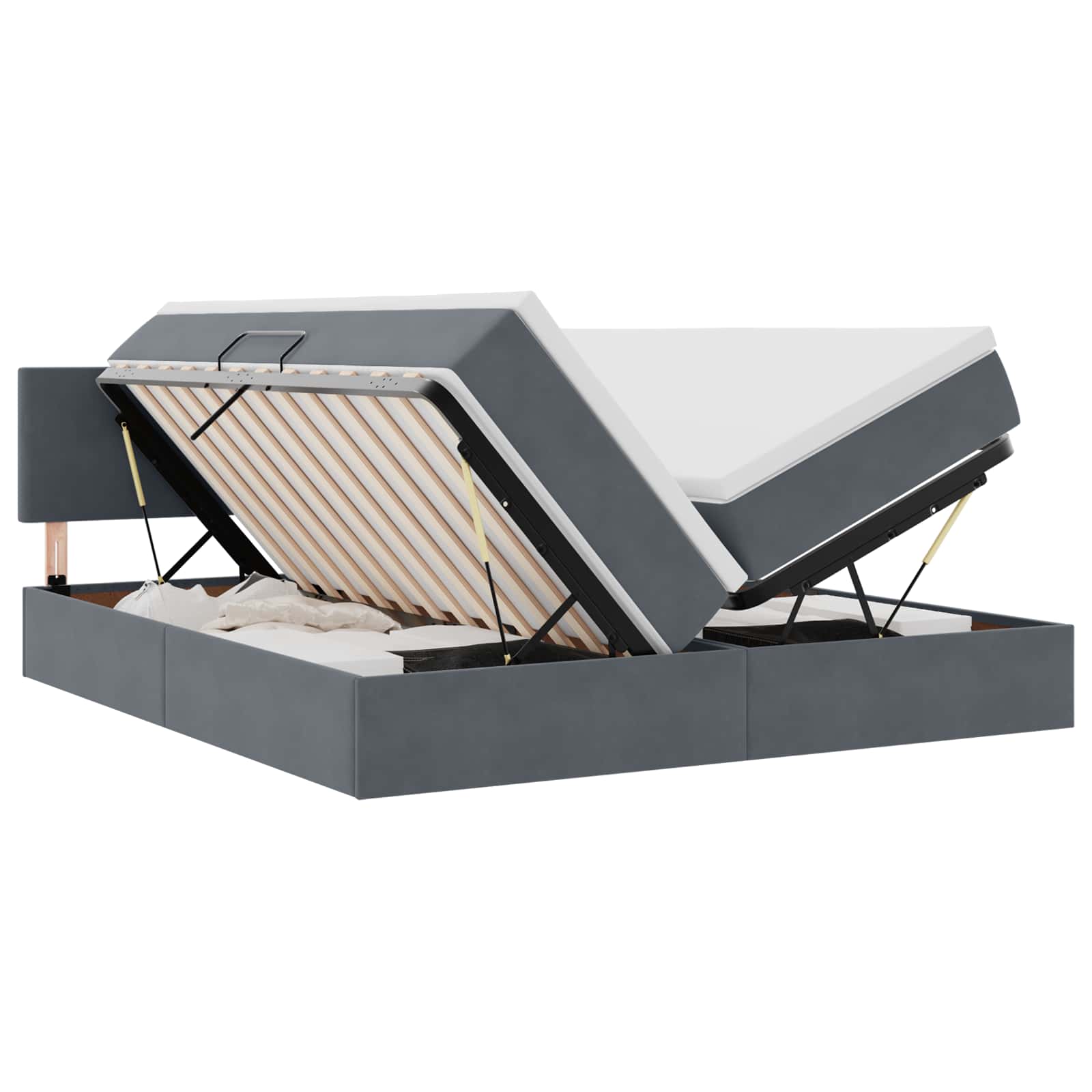 Thumbnail - vidaXL Aufbewahrungsbett mit Matratze Dunkelgrau 100 x 200 cm