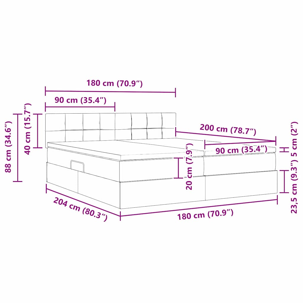 Postel s úložným prostorem s matrací s čelo Růžová 90 x 200 cm - obrázek 16