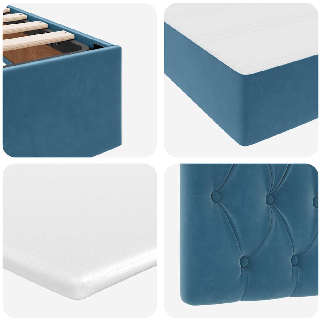 Postelja s shranjevanjem z vzmetnico Temno modra 100 x 200 cm - slika 13