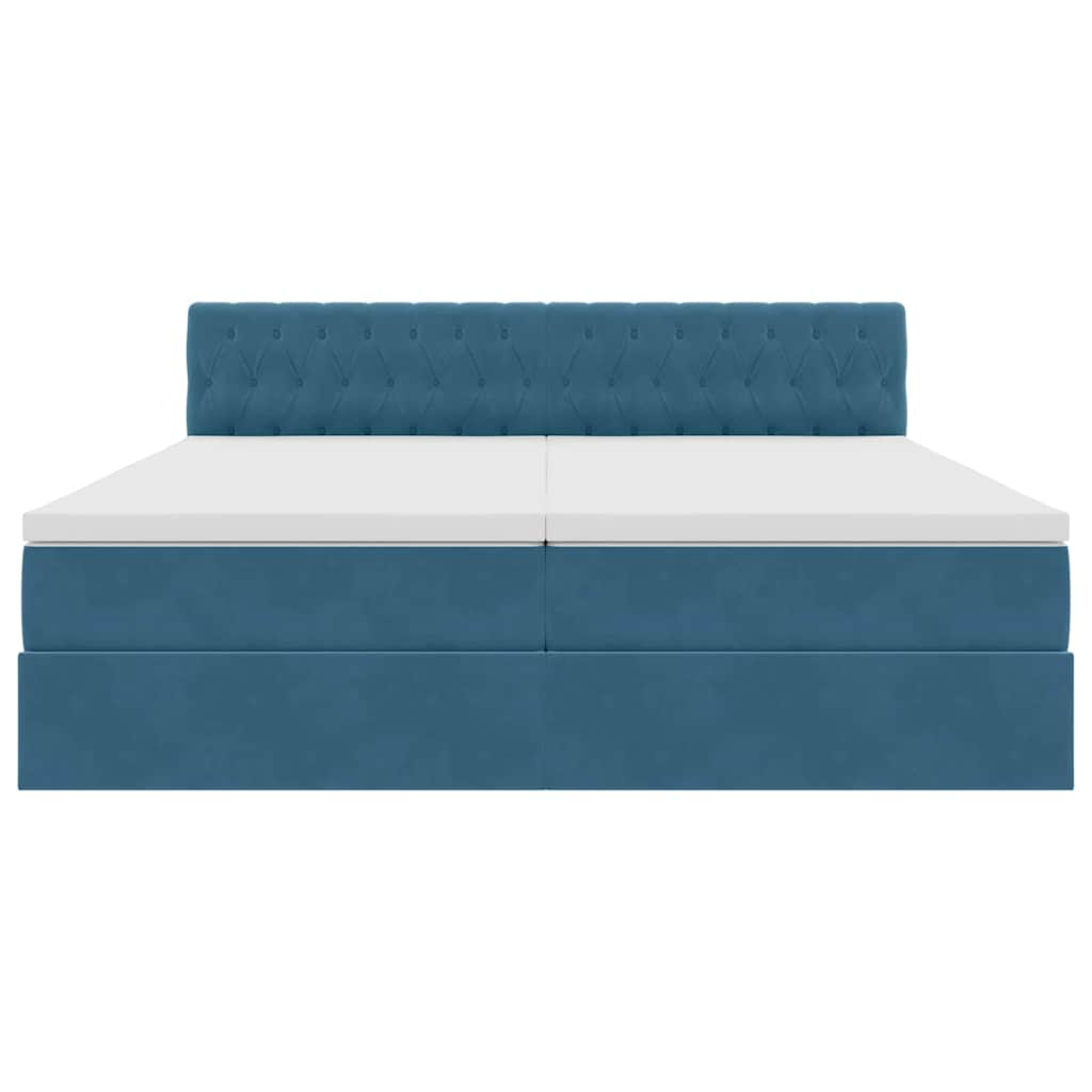 Postelja s shranjevanjem z vzmetnico Temno modra 100 x 200 cm - slika 10