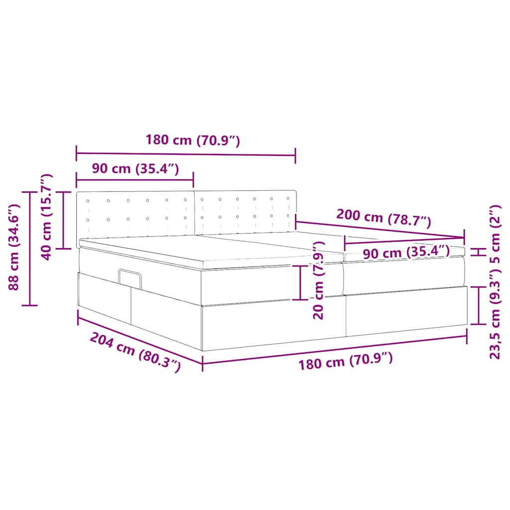 Postel s úložným prostorem s matrací s čelo Růžová 90 x 200 cm - obrázek 16