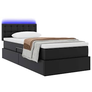 Postel s úložným prostorem a LED osvětlením Černá 90 x 190 cm - obrázek 3