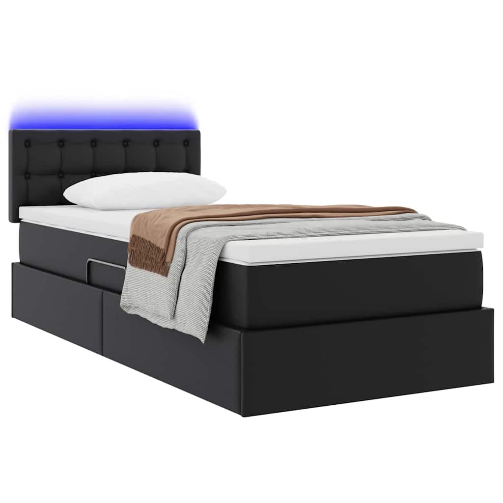 Thumbnail - vidaXL Bett mit Stauraum und LED Schwarz 90 x 200 cm Kunstleder