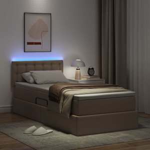 Postel s úložným prostorem a LED osvětlením s LED Cappuccino - obrázek 5