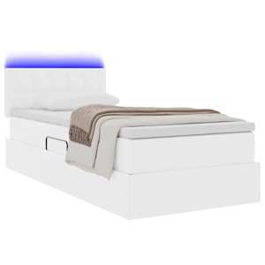 Postel s úložným prostorem a LED osvětlením s čelo Úplně bílá - obrázek 3