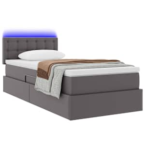 Postel s úložným prostorem a LED osvětlením Šedá 100 x 200 cm - obrázek 3