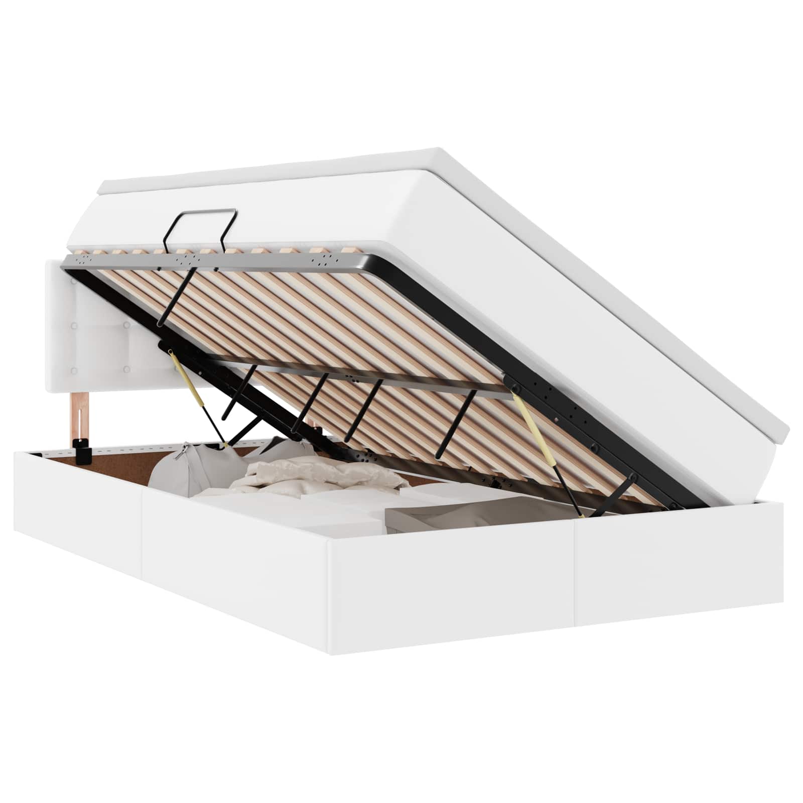 Thumbnail - vidaXL Bett mit Stauraum und LED mit LED Weiß 120 x 190 cm Kunstleder