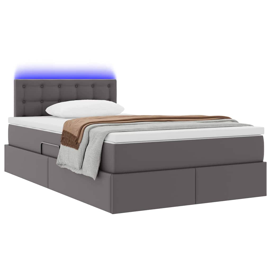 Thumbnail - vidaXL Bett mit Stauraum und LED mit LED Grau 120 x 190 cm Kunstleder