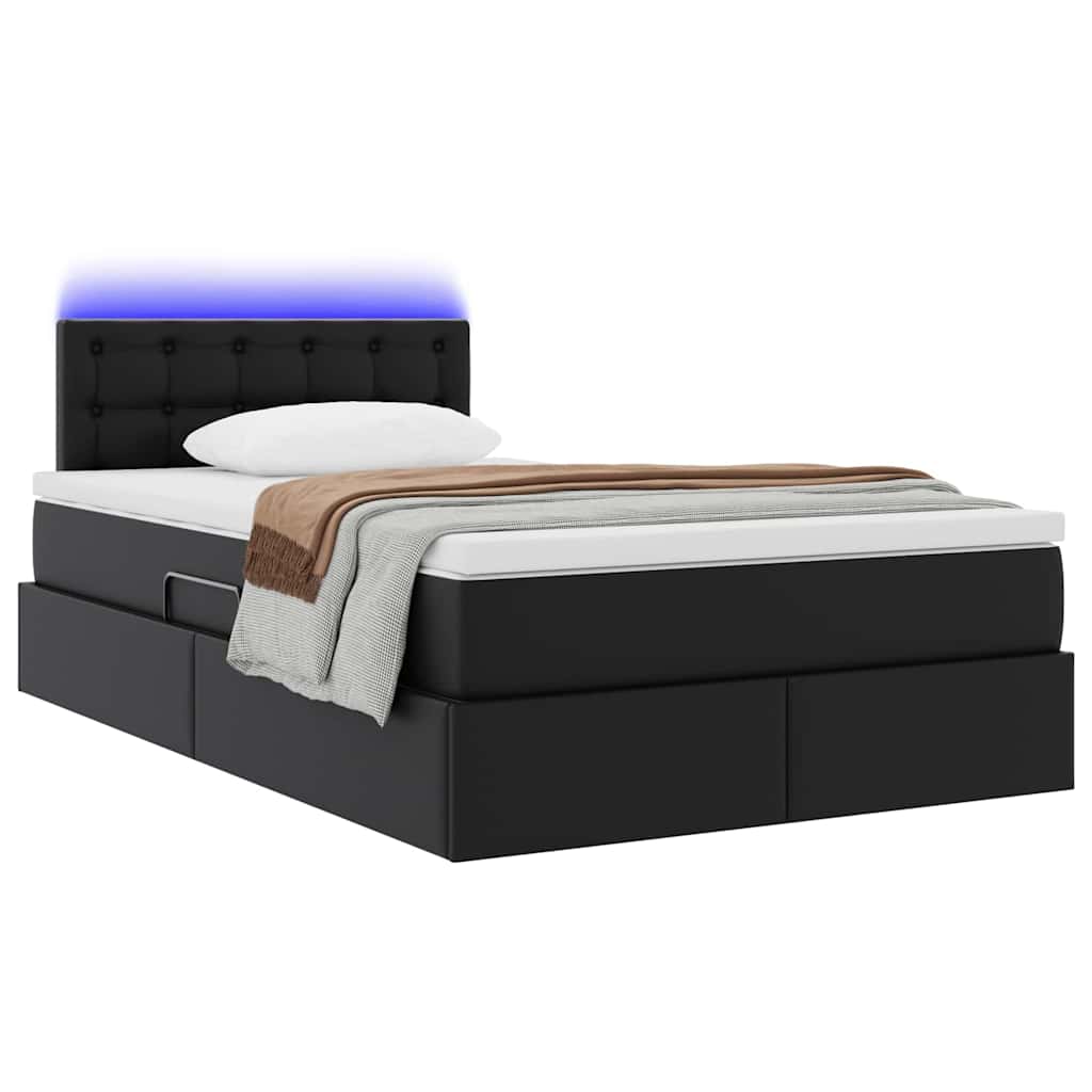 Thumbnail - vidaXL Bett mit Stauraum und LED Schwarz 120 x 200 cm Kunstleder