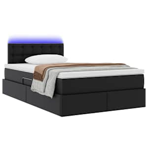 Postel s úložným prostorem a LED osvětlením Černá 120 x 200 cm - obrázek 3
