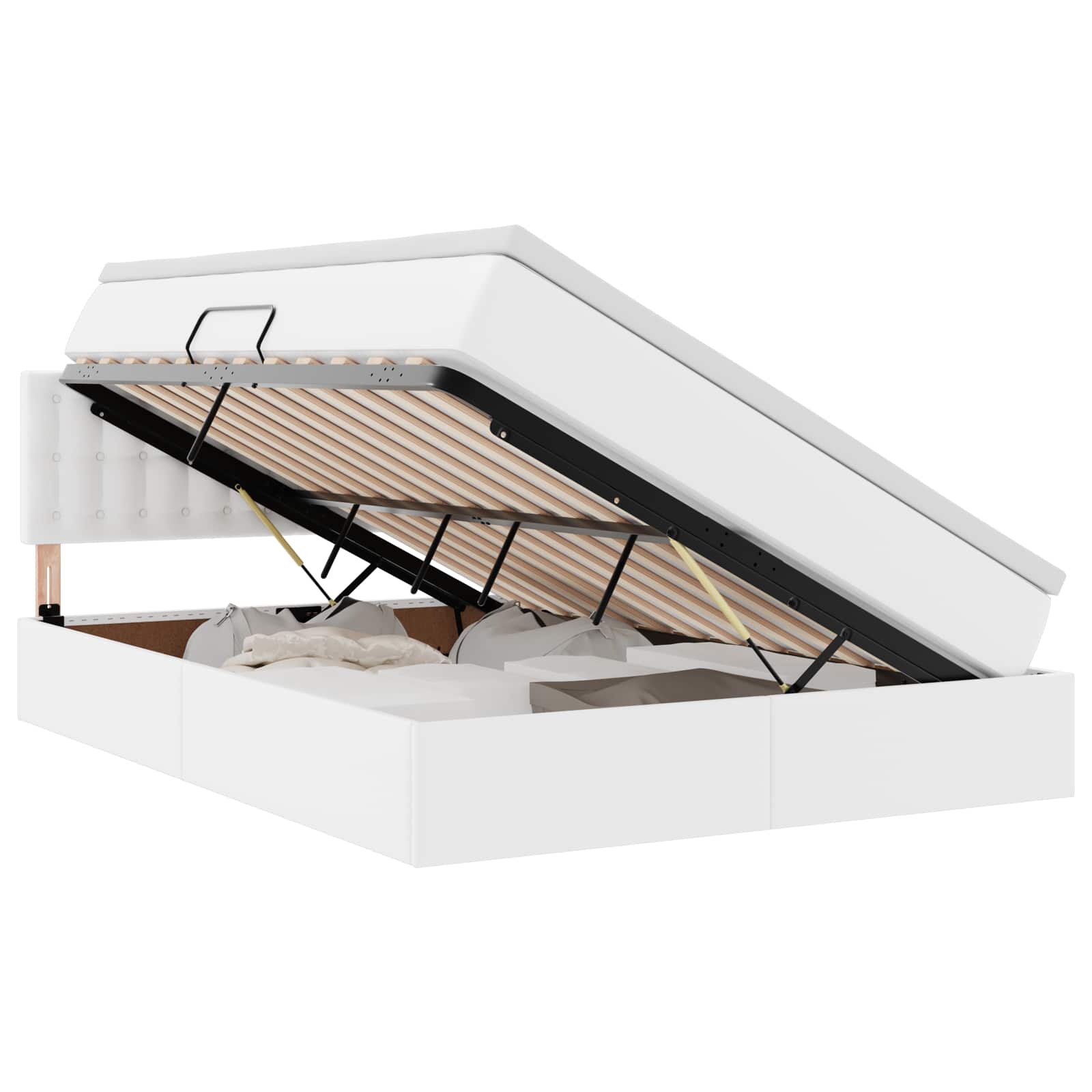 Thumbnail - vidaXL Bett mit Stauraum und LED Reinweiß 140 x 190 cm Kunstleder