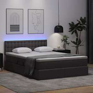 Postel s úložným prostorem a LED osvětlením Šedá 140 x 190 cm - obrázek 5