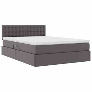 Postel s úložným prostorem a LED osvětlením Šedá 140 x 190 cm - obrázek 6