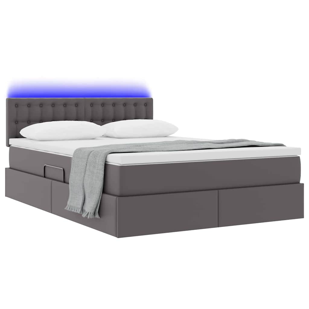 Thumbnail - vidaXL Bett mit Stauraum und LED mit LED Grau 140 x 190 cm Kunstleder