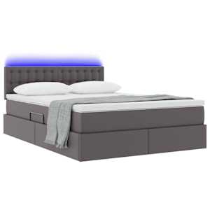 Postel s úložným prostorem a LED osvětlením Šedá 140 x 190 cm - obrázek 3