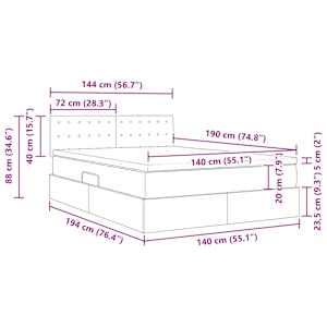 Postel s úložným prostorem a LED osvětlením Šedá 140 x 190 cm - obrázek 17