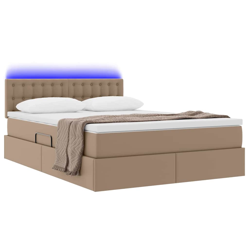 Thumbnail - vidaXL Bett mit Stauraum und LED Cappuccino 140 x 190 cm Kunstleder