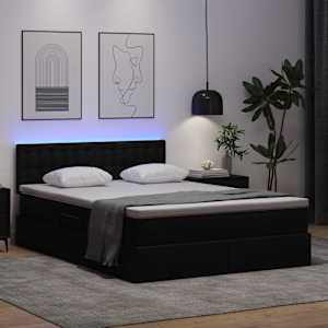 Postel s úložným prostorem a LED osvětlením Černá 140 x 200 cm - obrázek 5
