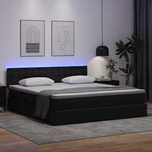 Postel s úložným prostorem a LED osvětlením Černá 160 x 200 cm - obrázek 5