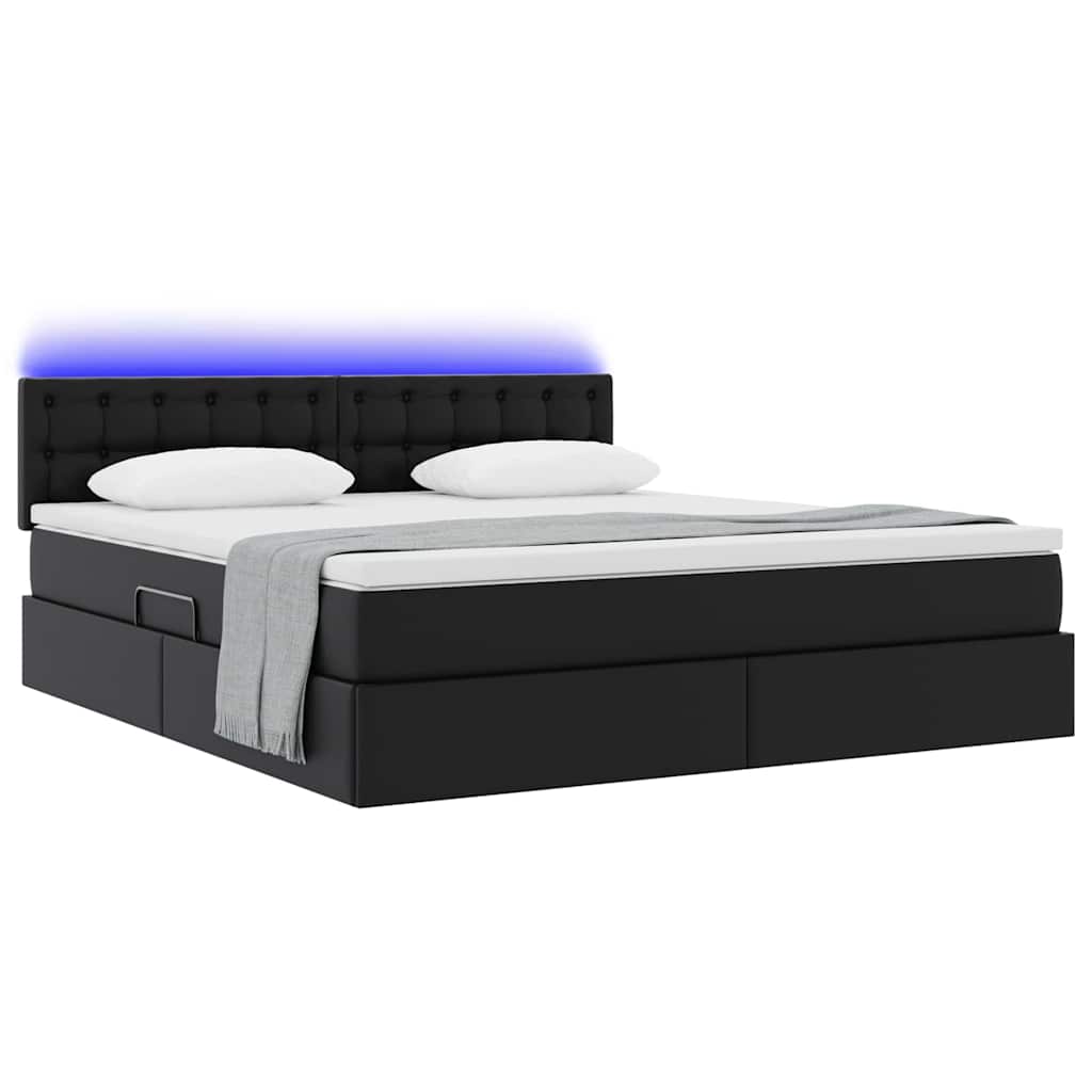 Thumbnail - vidaXL Bett mit Stauraum und LED Schwarz 160 x 200 cm Kunstleder